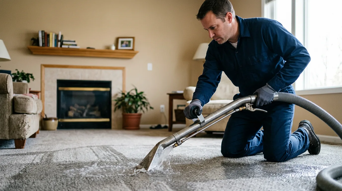 Water damage restoration technician working near Saluda, VA